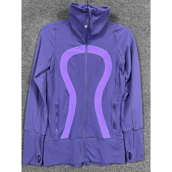 Lululemon Stride Jacket Size 4 Purple Hooded Full Zip High Collar Thumb Holes - Picture 1 of 7
